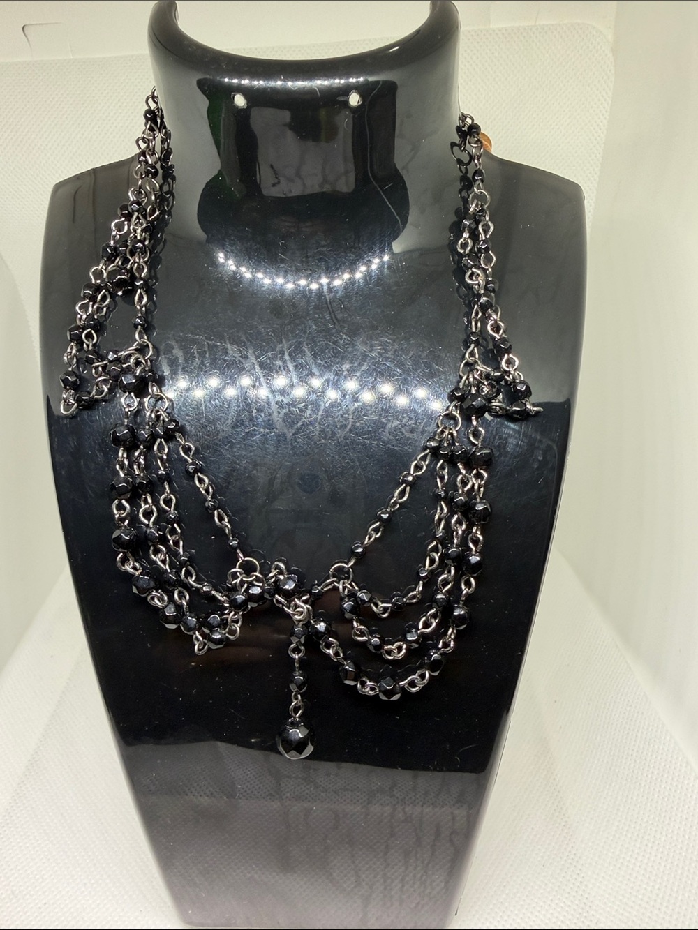 Elegant Multi-Strand Black Bead Statement Necklace - Women Jewelry